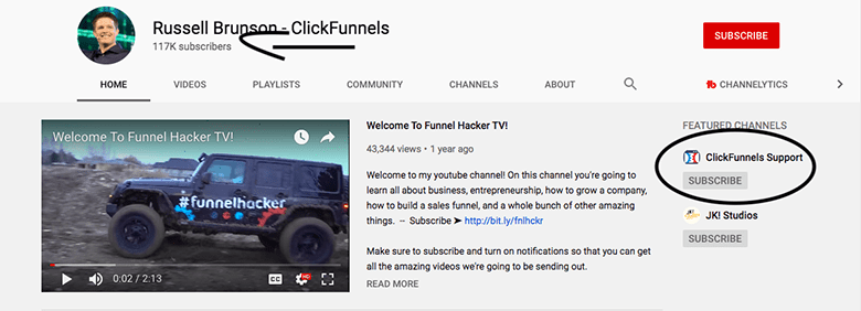 YouTube 上的ClickFunnels教程和支持