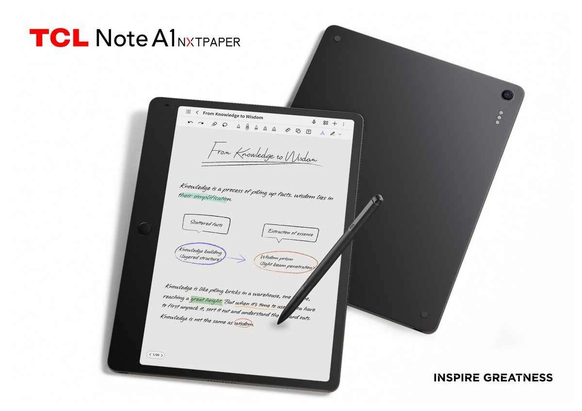 TCLがNote A1 NxtPaperデジタルメモ帳を発表